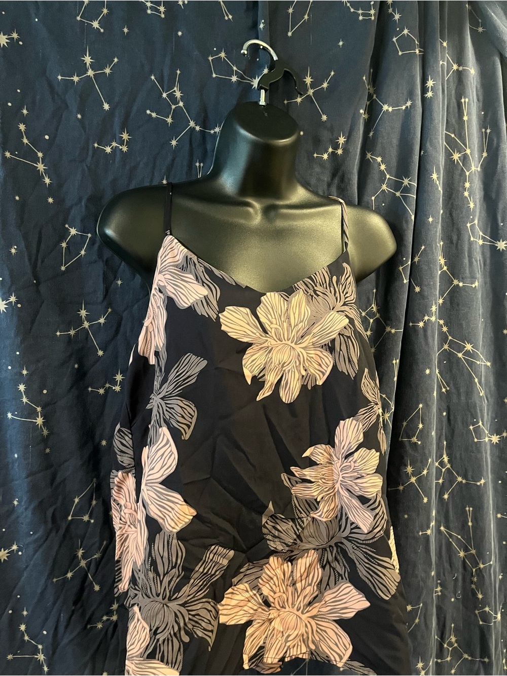 Faith and Joy Black Cami with Pale Pink Floral Print